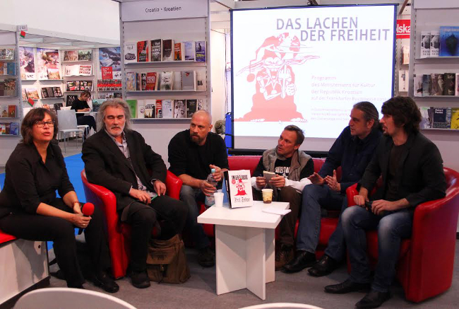 Viktor Ivančić, Boris Dežulović, Boris Pavelić i Predrag Lucić tijekom promocije