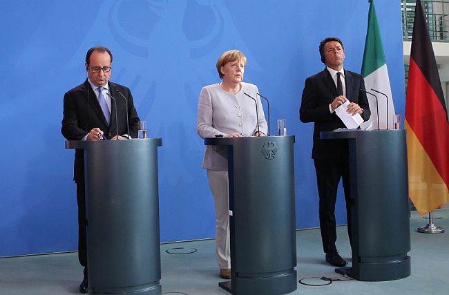 Angela Merkel Francois Hollande Matteo Renzi